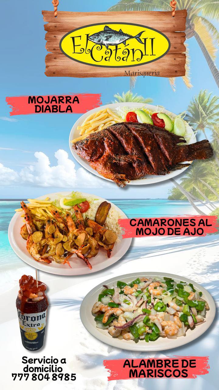 Mojarra, camarones y alambre de mariscos